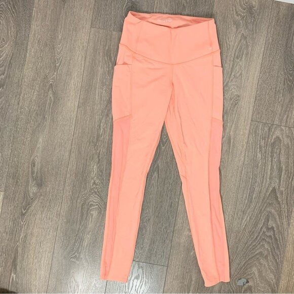 Titika Women’s Compress Mesh Leggings Cropped Orange Peach High Rise Waist XS - Picture 4 of 14